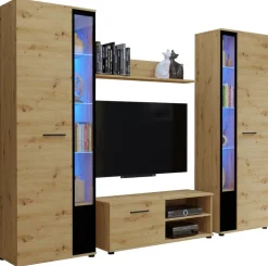 Meblościanki></noscript>Meblohand Meblościanka Komoda RTV Witryna Cube XL dąb artisan