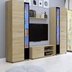 Meblościanki>Meblohand Meblościanka Komoda RTV Witryna Cube XL dąb sonoma