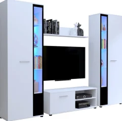 Meblościanki></noscript>Meblohand Meblościanka Komoda RTV Witryna Cube XL biała biały