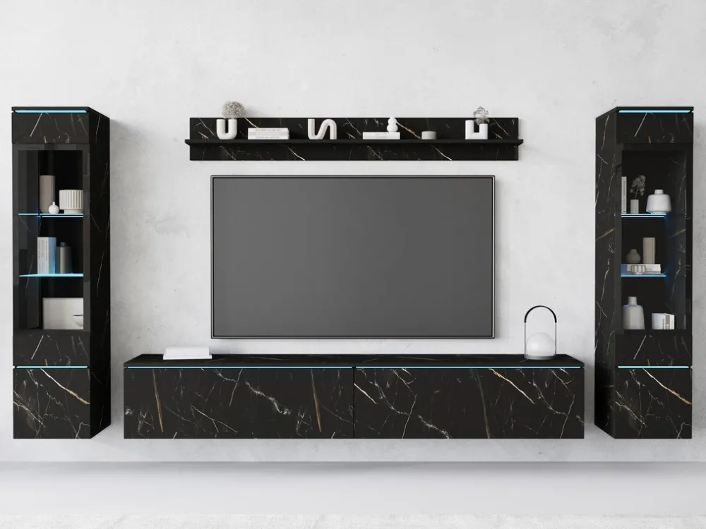 Meblościanki>BRATEX Meblościanka RTV do nowoczesnego salonu marmur VELLORE XL san sebastian