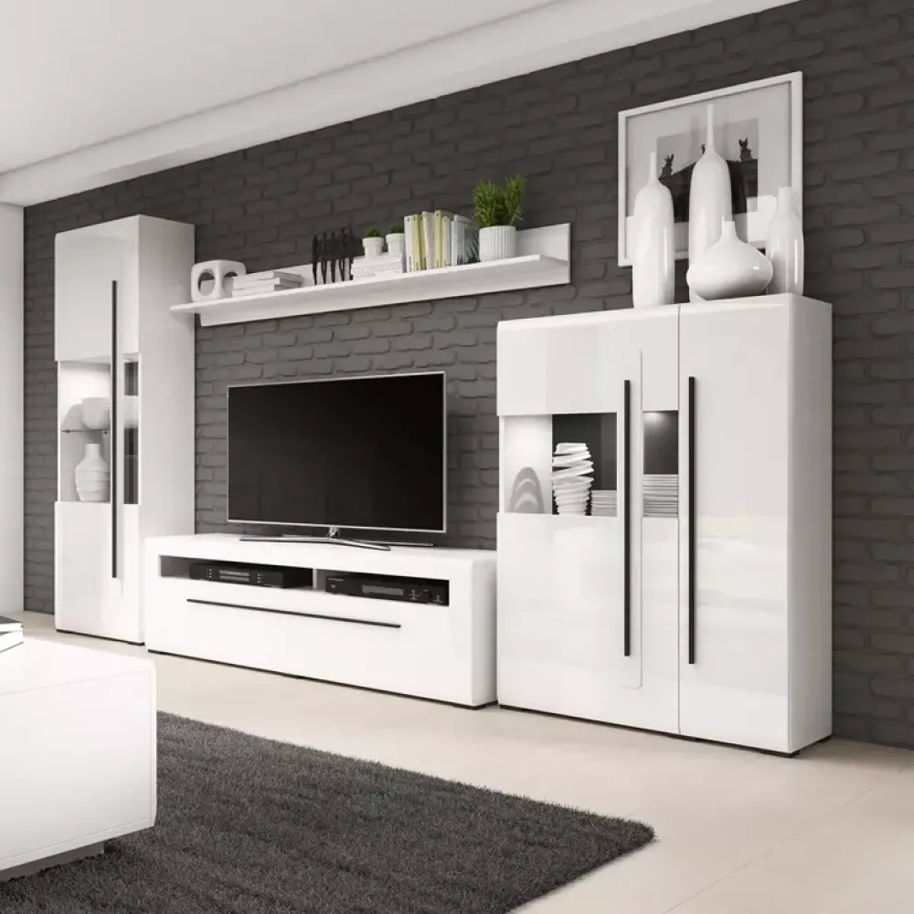 Zestawy Mebli Do Salonu>Helvetia Meblościanka TELOS połysk biały