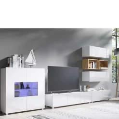 Zestawy Mebli Młodzieżowych|Meblościanki>GiB Meble Meblościanka z komodą biały połysk MODERN 28