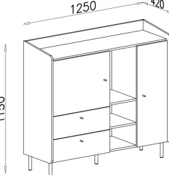Meble Dla Dzieci|Zestawy Mebli Młodzieżowych></noscript>MEBLAR Młodzieżowa komoda na nóżkach z szufladami 125 cm nowoczesna ALDENO beż piaskowy