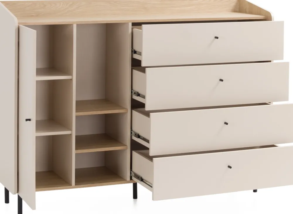 Meble Dla Dzieci|Meble Młodzieżowe>MEBLAR Młodzieżowa komoda nowoczesna na nóżkach 155 cm ALDENO beż piaskowy