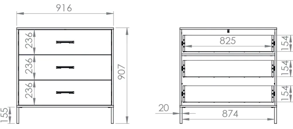 Zestawy Mebli Młodzieżowych|Komody>ML Meble Młodzieżowa komoda z szufladami w stylu loftowym COLT