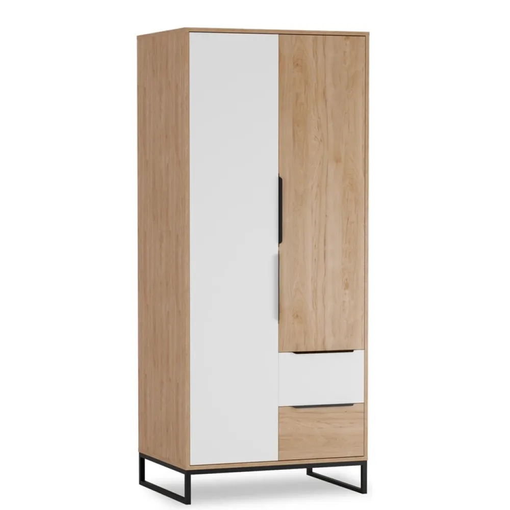 Zestawy Mebli Młodzieżowych|Szafy Dwudrzwiowe>GiB Meble Młodzieżowa szafa z półkami do pokoju 80 cm LORRO