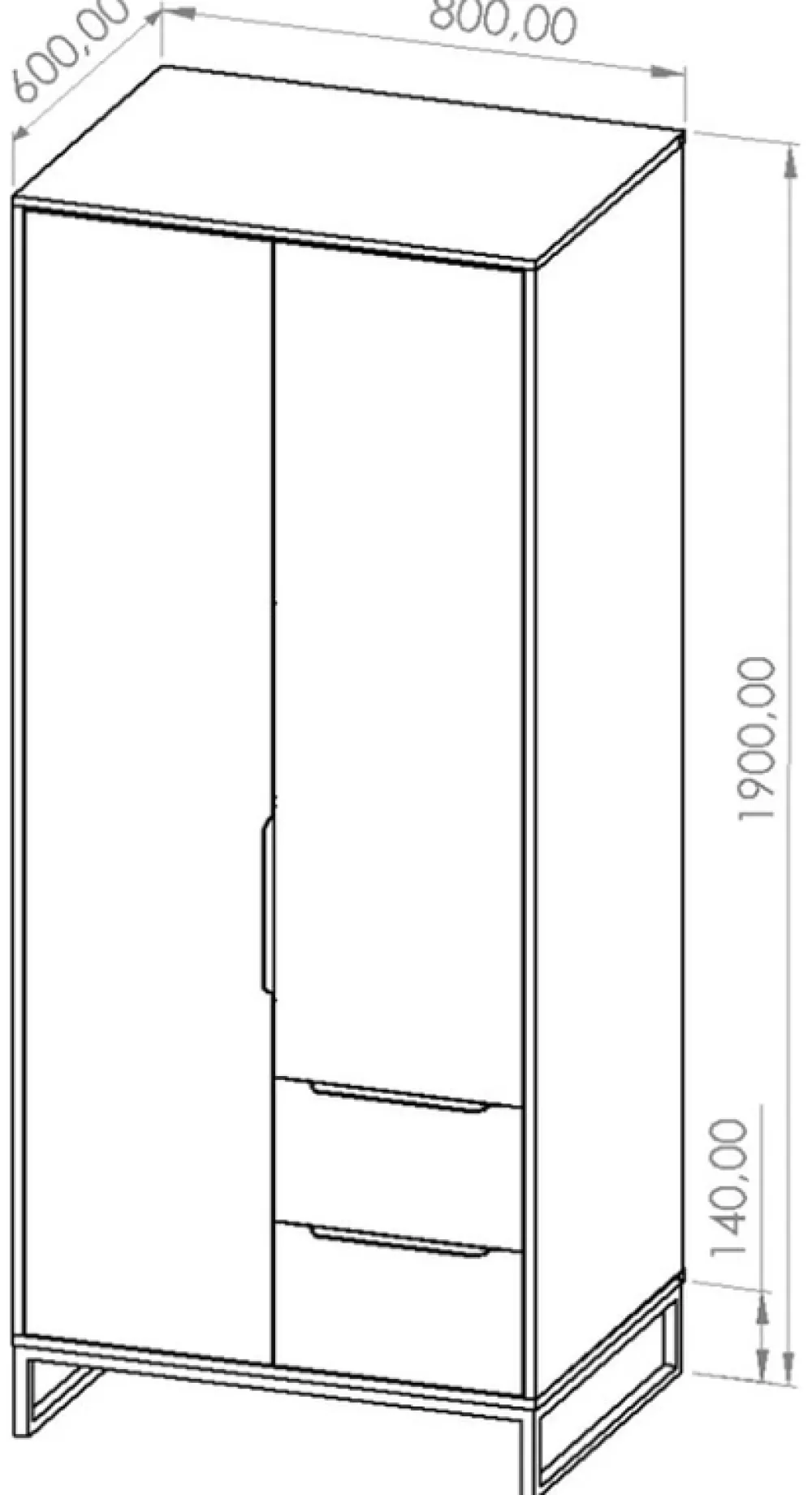Zestawy Mebli Młodzieżowych|Szafy Dwudrzwiowe>GiB Meble Młodzieżowa szafa z półkami do pokoju 80 cm LORRO
