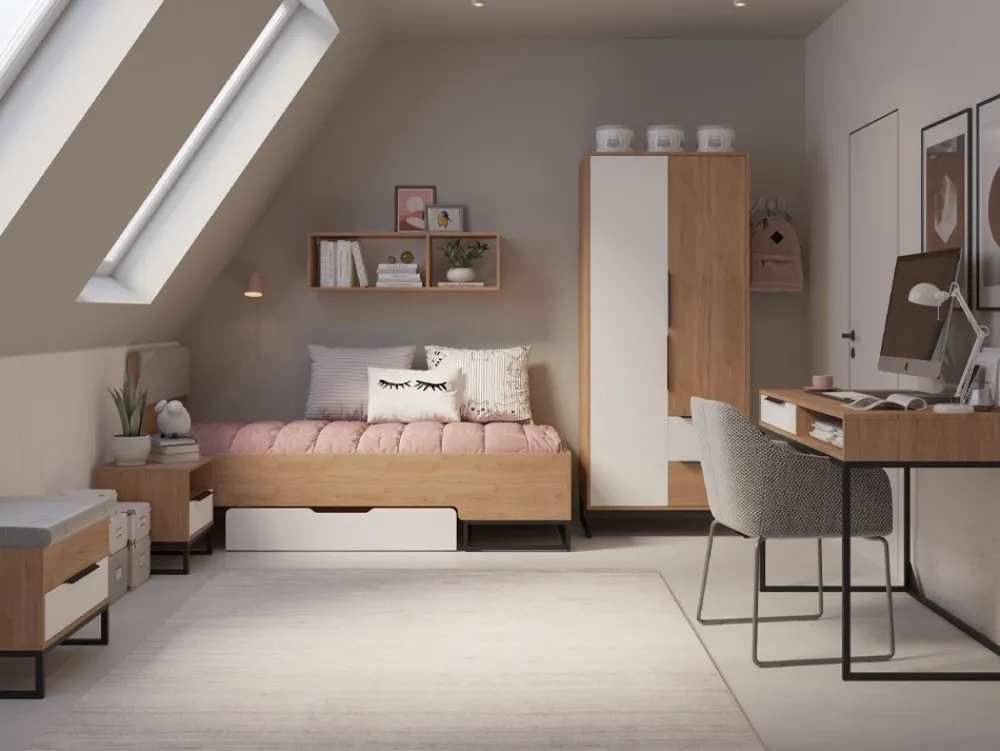 Zestawy Mebli Młodzieżowych|Szafy Dwudrzwiowe>GiB Meble Młodzieżowa szafa z półkami do pokoju 80 cm LORRO