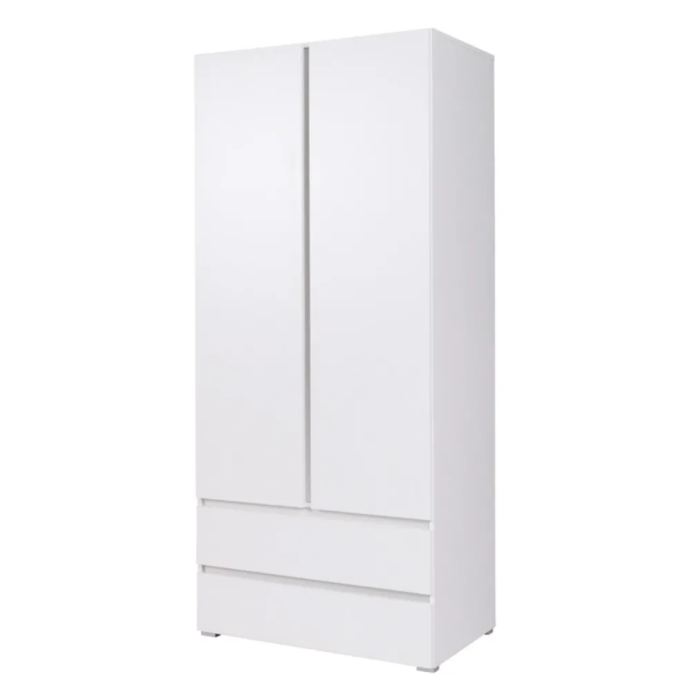 Zestawy Mebli Młodzieżowych|Szafy Dwudrzwiowe>MARIDEX Młodzieżowa szafa z szufladami w stylu nowoczesnym 90 cm COSTA biały