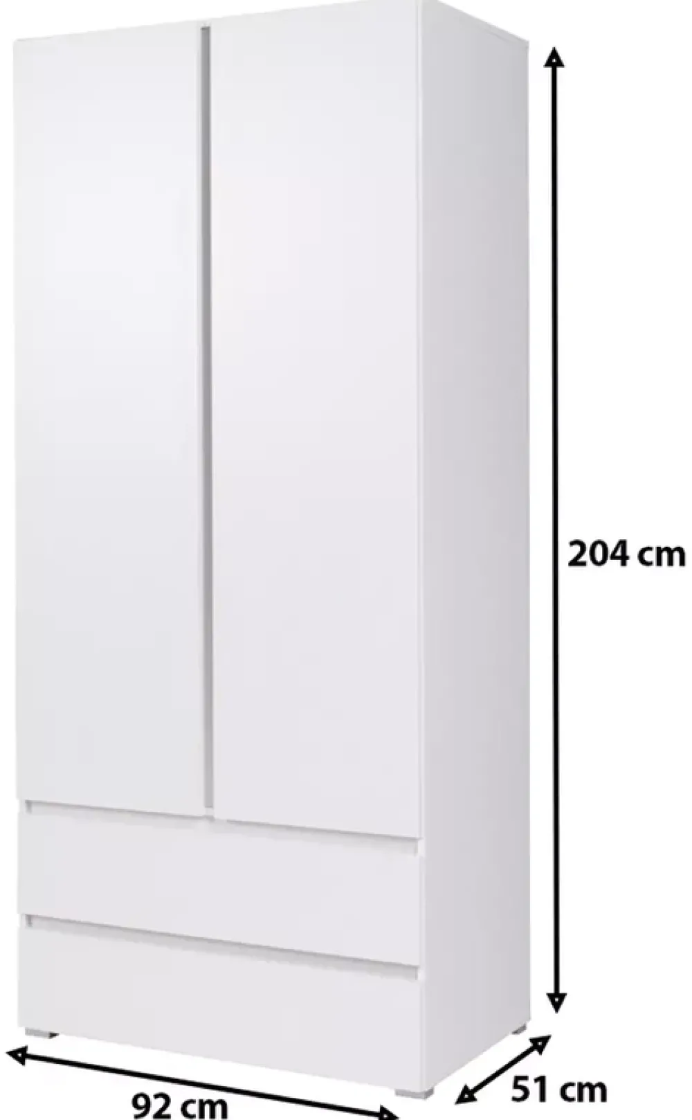 Zestawy Mebli Młodzieżowych|Szafy Dwudrzwiowe>MARIDEX Młodzieżowa szafa z szufladami w stylu nowoczesnym 90 cm COSTA biały