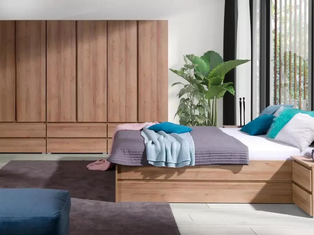 Szafy Otwierane|Zestawy Mebli Młodzieżowych>MARIDEX Młodzieżowa szafa z szufladami w stylu nowoczesnym 90 cm COSTA dąb riviera