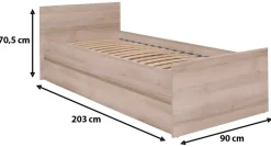 Łóżka Ze Stelażem|Łóżka Z Zagłówkiem></noscript>MARIDEX Młodzieżowe łóżko w stylu nowoczesnym 80x200 cm COSTA dąb sonoma