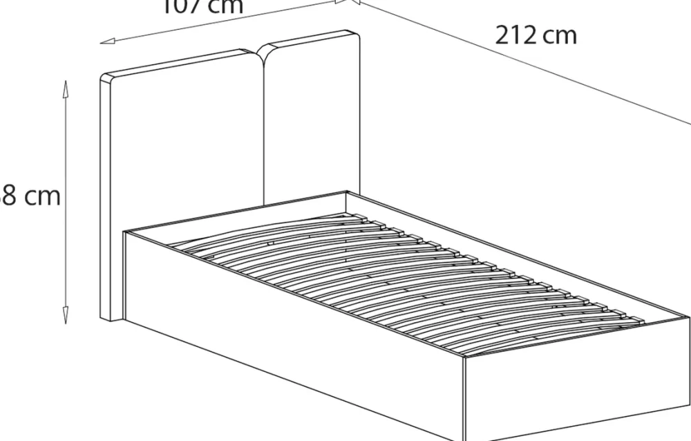 Meble Dla Dzieci|Meble Młodzieżowe>MEBLAR Młodzieżowe łóżko 90x200 cm jednoosobowe z pojemnikiem i stelażem LISSARO eukaliptus