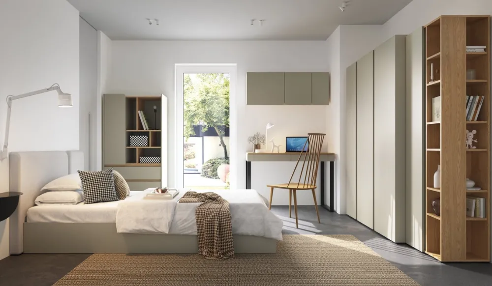 Meble Dla Dzieci|Meble Młodzieżowe>MEBLAR Młodzieżowe łóżko 90x200 cm jednoosobowe z pojemnikiem i stelażem LISSARO eukaliptus