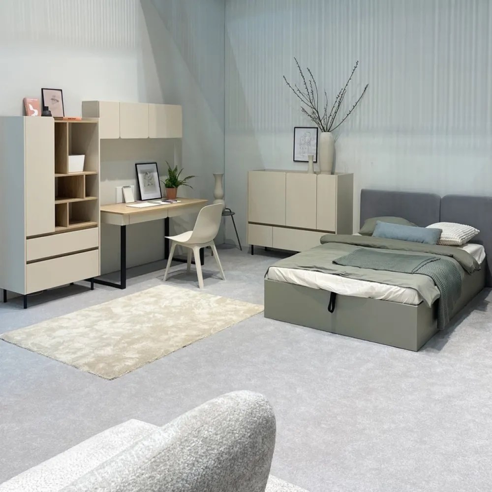 Meble Dla Dzieci|Meble Młodzieżowe>MEBLAR Młodzieżowe łóżko 120x200 cm ze stelażem i pojemnikiem LISSARO jednoosobowe eukaliptus