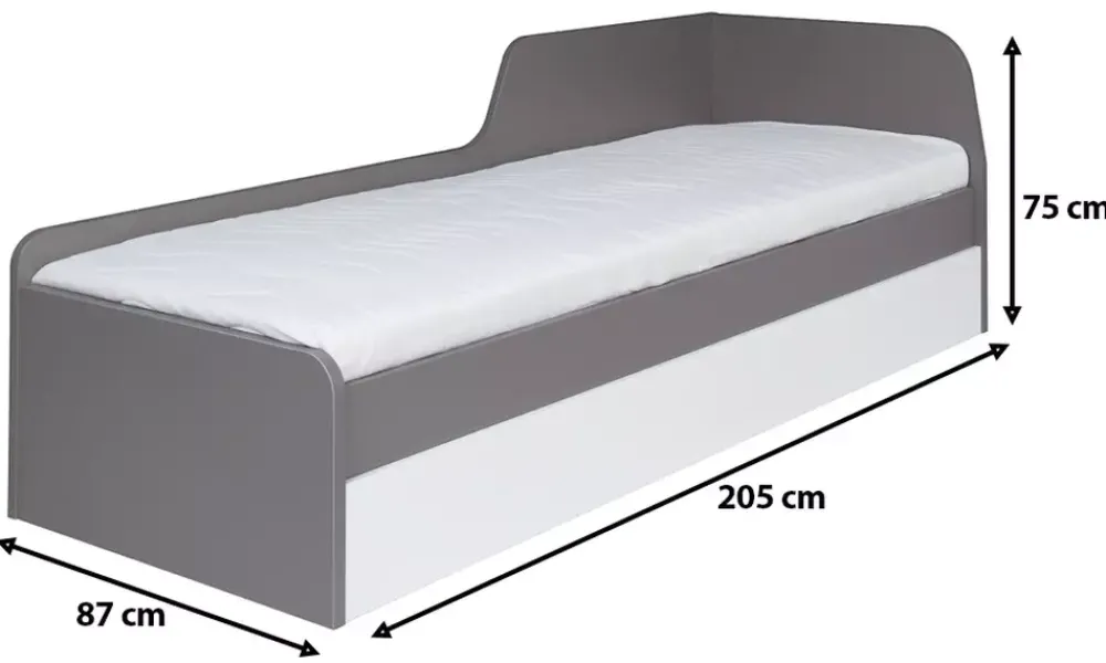 Łóżka Z Zagłówkiem|Łóżka Z Pojemnikiem>MARIDEX Młodzieżowe łóżko z pojemnikiem i stelażem ZENTO 80x200 cm