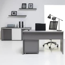 Biurka|Zestawy Mebli Młodzieżowych></noscript>MARIDEX Młodzieżowe szare biurko komputerowe 140 cm ZENTO