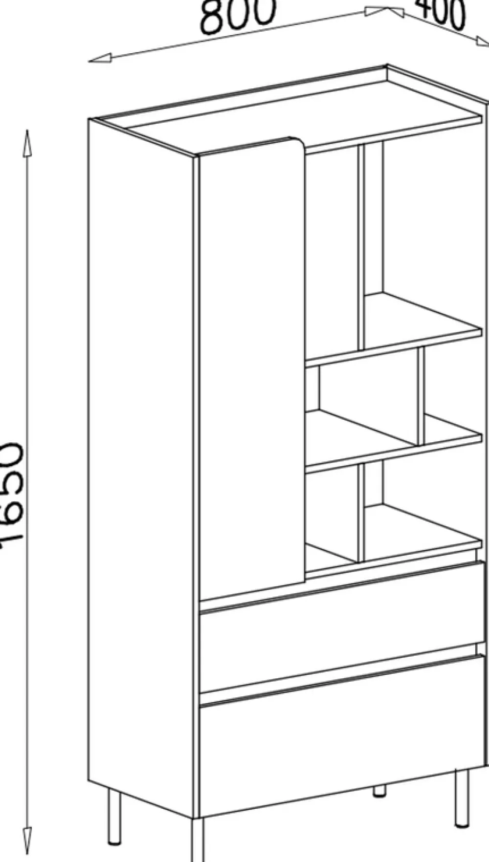 Meble Młodzieżowe|Regały Na Książki>MEBLAR Młodzieżowy regał 80 cm na książki do pokoju nastolatka LISSARO