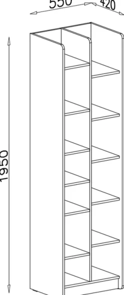 Regały Na Książki|Meble Młodzieżowe>MEBLAR Młodzieżowy regał na książki otwarty 55 cm ALDENO eukaliptus