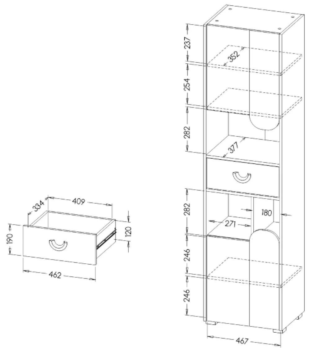 Regały Na Książki|Zestawy Mebli Młodzieżowych>DOLMAR Młodzieżowy regał z szufladą 50 cm COOLIFY