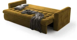 Meble Młodzieżowe|Kanapy I Sofy>BROMARKT Musztardowa kanapa do salonu z funkcją spania i pojemnikiem LUIS