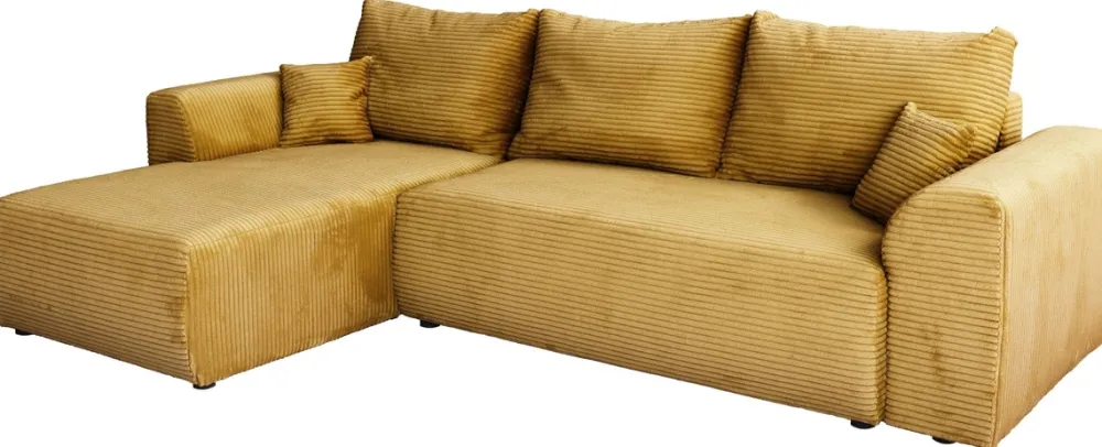 Meble Dla Dzieci|Narożniki>BROMARKT Musztardowa kanapa narożna z funkcją spania rozkładana do salonu ROMEO