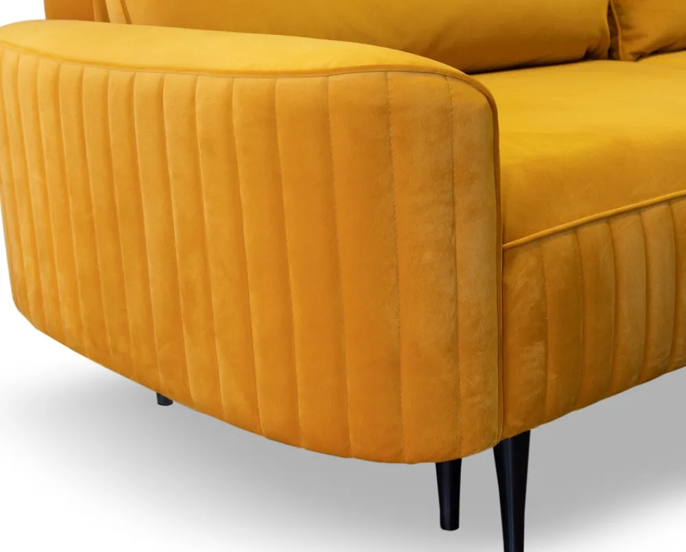 Meble Dla Dzieci|Kanapy I Sofy>LASKI Musztardowa kanapa rozkładana do salonu VELINA welurowa