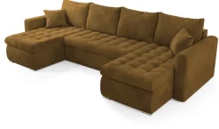 Narożniki>BROMARKT Musztardowa rogówka z funkcją spania i pojemnikiem LUIS U