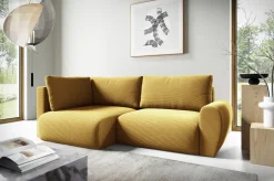 Narożniki>BROMARKT Musztardowy narożnik do salonu z funkcją spania uniwersalny PATI DUO