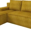Narożniki>IZABELLA MEBLE Musztardowy narożnik sztruksowy z funkcją spania CASPAR