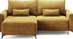 Meble Dla Dzieci|Meble Młodzieżowe>BROMARKT Musztardowy narożnik sztruksowy do salonu z funkcją spania LORENZO