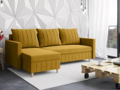 Narożniki>Rimal Musztardowy narożnik z funkcją spania do salonu FOCUS