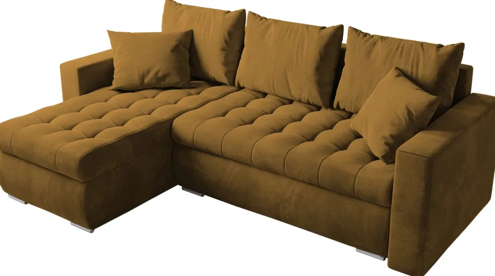 Meble Dla Dzieci|Meble Młodzieżowe>BROMARKT Musztardowy rozkładany narożnik do salonu LUIS funkcja spania