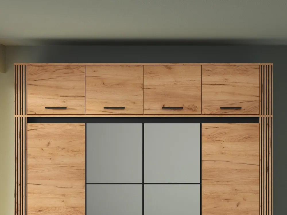 Zestawy Mebli Do Sypialni>ML Meble Nadstawka czterodrzwiowa na szafę 200 cm dąb złoty craft UMIO