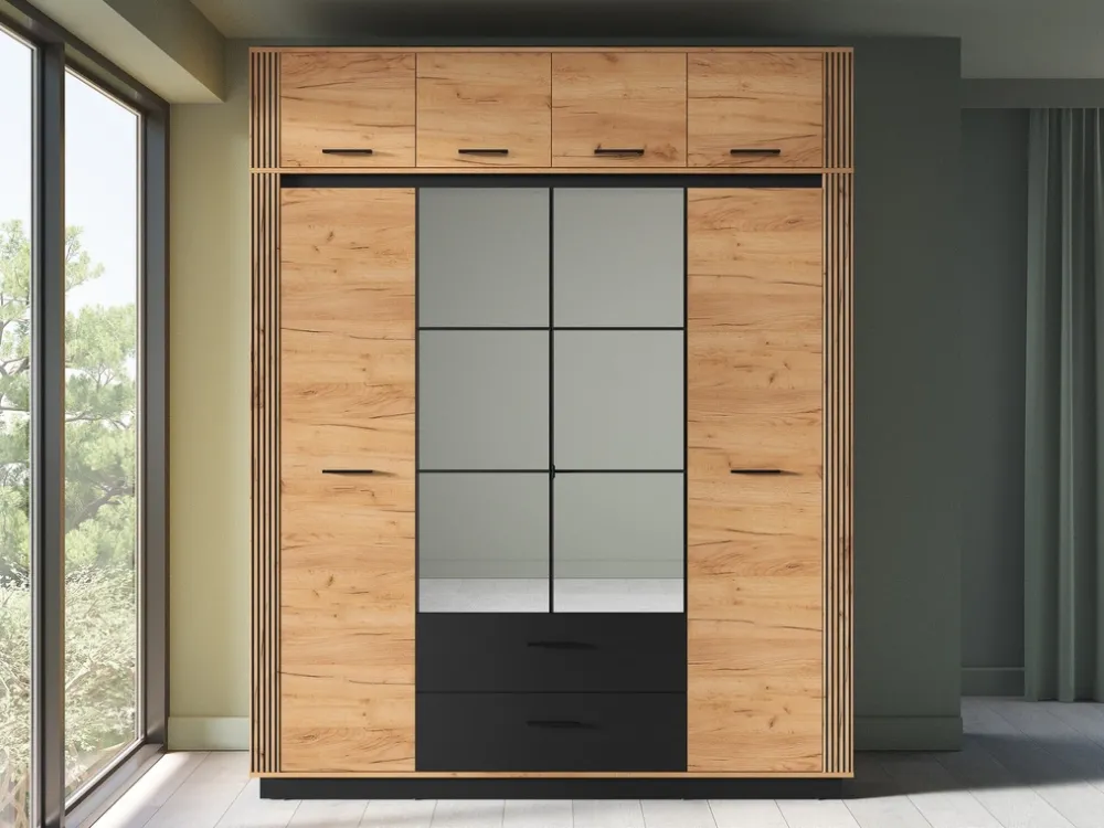 Zestawy Mebli Do Sypialni>ML Meble Nadstawka czterodrzwiowa na szafę 200 cm dąb złoty craft UMIO