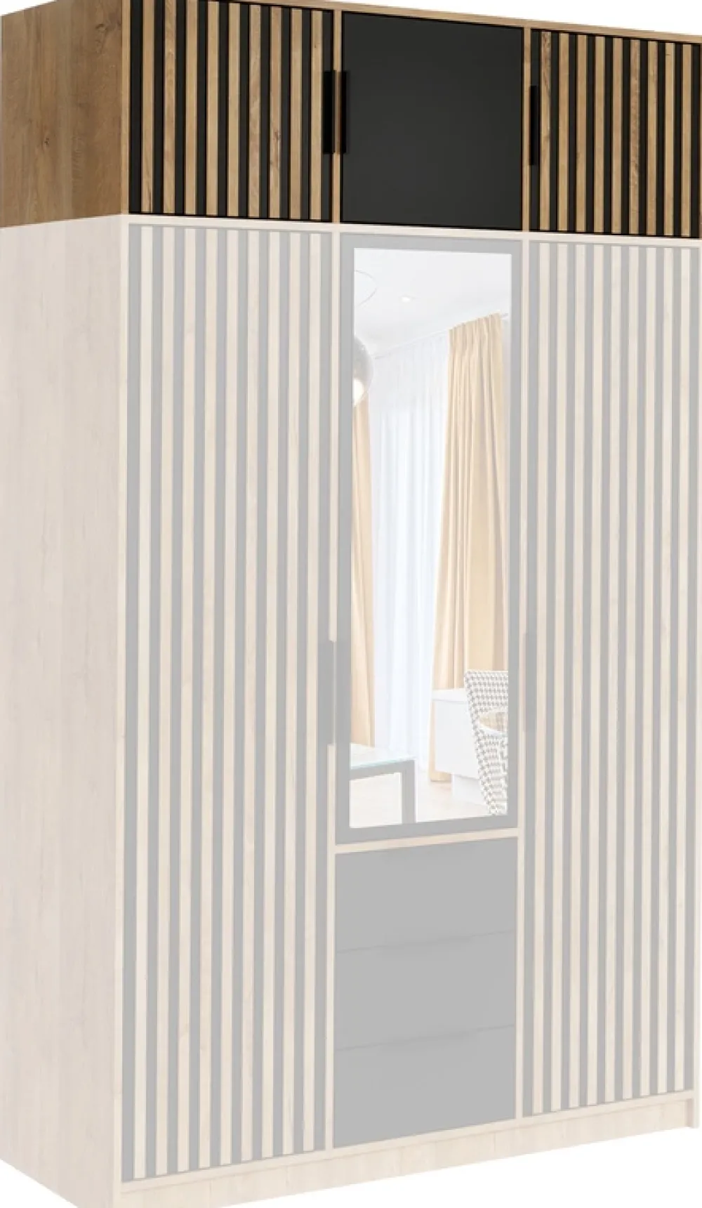 Pozostałe|Akcesoria Do Szaf>Stolar Nadstawka do szafy trzydrzwiowej 150 cm BILL czarna