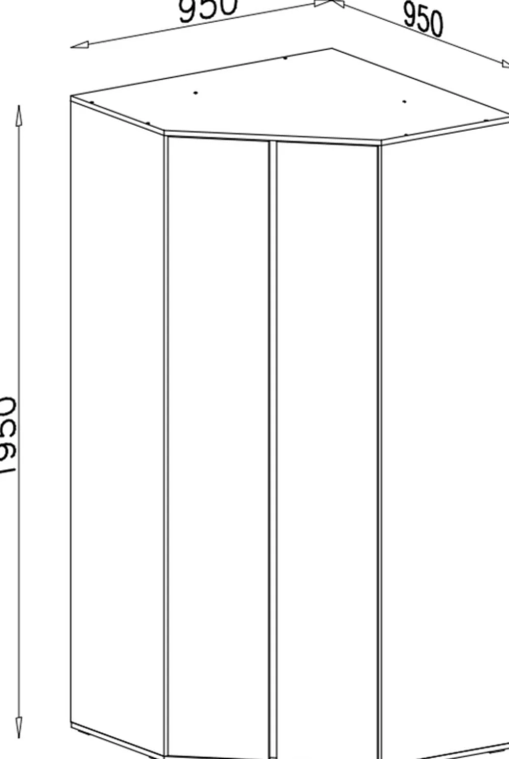 Meble Dla Dzieci|Meble Młodzieżowe>MEBLAR Narożna szafa uchylna młodzieżowa 95x95 cm z drążkami i półkami LISSARO