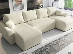 Narożniki></noscript>IZABELLA MEBLE Narożnik boucle w kształcie u z funkcją spania ROTTERDAM U