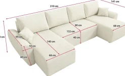 Narożniki></noscript>IZABELLA MEBLE Narożnik boucle w kształcie u z funkcją spania ROTTERDAM U