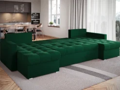 Narożniki>BROMARKT Narożnik butelkowa zieleń w kształcie U rozkładany HOT U