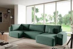 Narożniki>BROMARKT Narożnik do salonu w kształcie U rozkładany zielony CAMILO MAXI