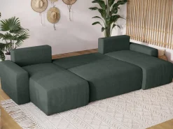 Narożniki>BROMARKT Narożnik do salonu z funkcją spania PLUSH U zieleń boucle