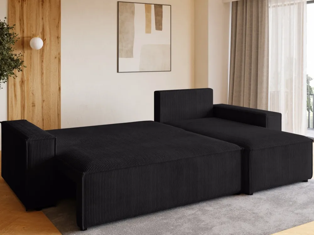 Meble Dla Dzieci|Meble Młodzieżowe>BROMARKT Narożnik do salonu z funkcją spania i pojemnikiem ADI czarny