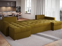 Narożniki>BROMARKT Narożnik musztardowy rozkładany HOT U