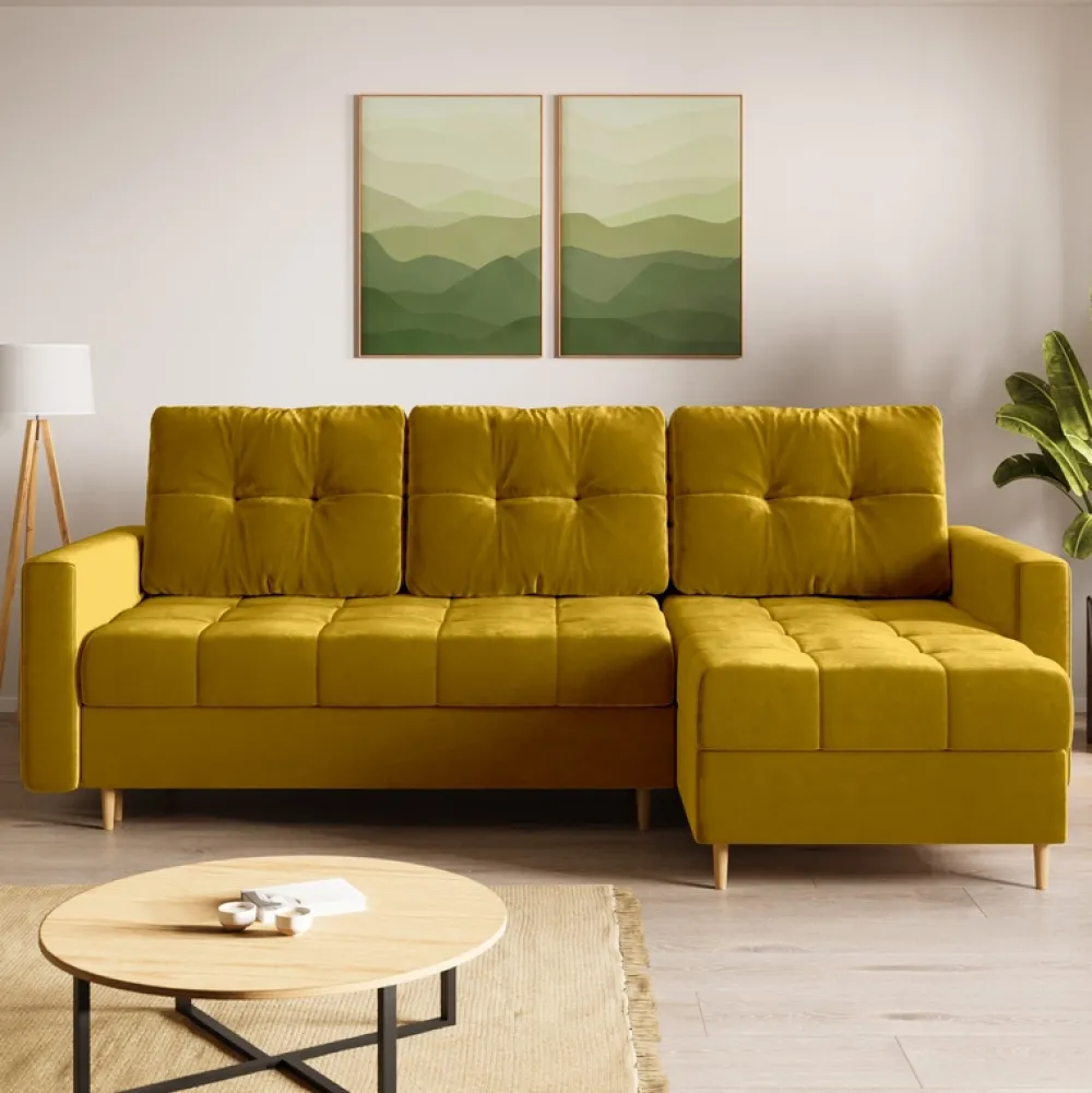 Meble Dla Dzieci|Meble Młodzieżowe>BROMARKT Narożnik musztardowy z funkcją spania LIZBONA