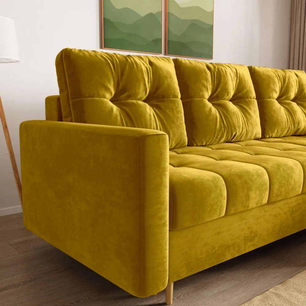 Meble Dla Dzieci|Meble Młodzieżowe>BROMARKT Narożnik musztardowy z funkcją spania LIZBONA