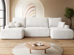 Narożniki>BROMARKT Narożnik rozkładany boucle do salonu z funkcją spania CARMELLO U