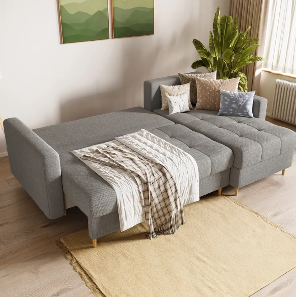 Meble Dla Dzieci|Meble Młodzieżowe>BROMARKT Narożnik rozkładany szary LIZBONA