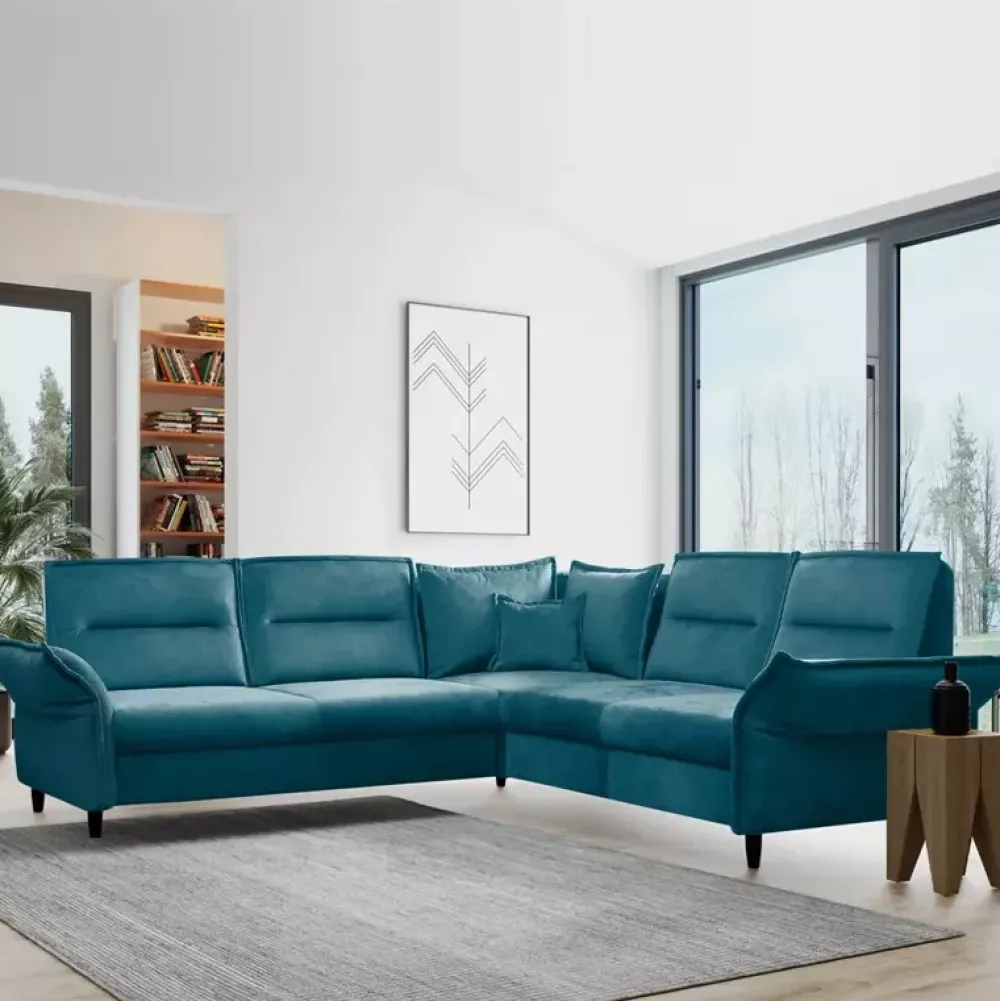 Narożniki>LASKI Narożnik rozkładany welurowy w stylu glamour ITALIA 2