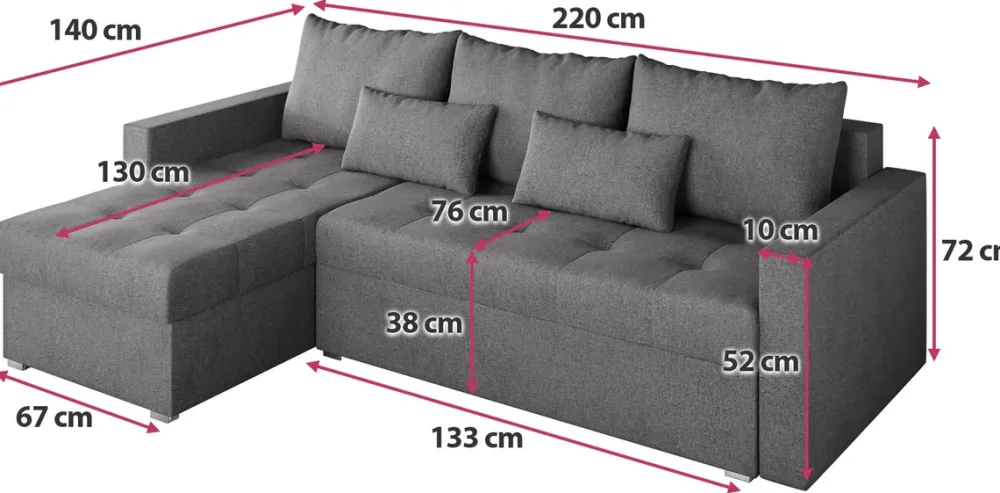 Meble Dla Dzieci|Meble Młodzieżowe>BROMARKT Narożnik szary z funkcją spania HOT L